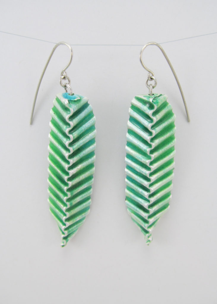 Green Corrugated Earrings