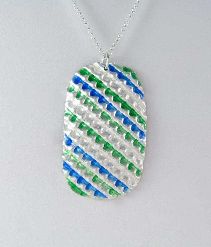 Enameled Cross-Corrugated Pendant