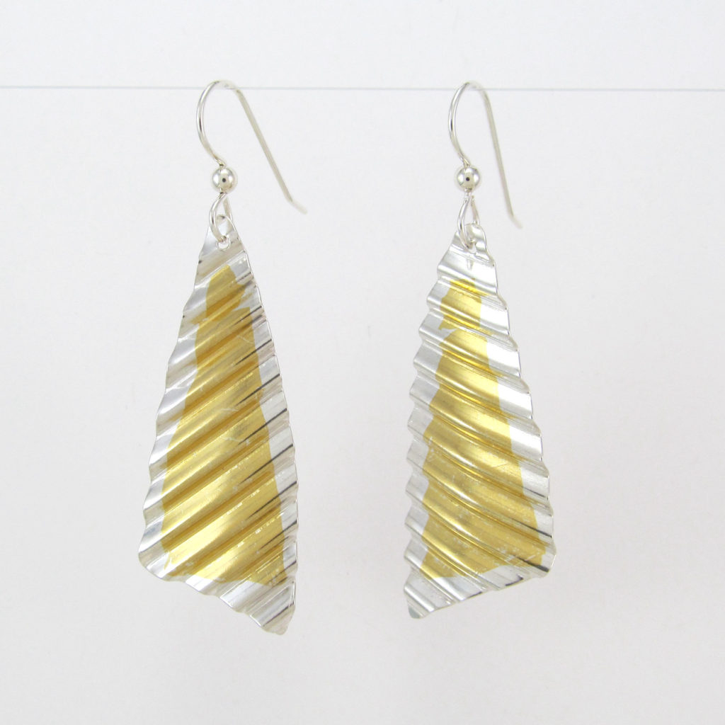 Corrugated Gold-Silver Earrings
