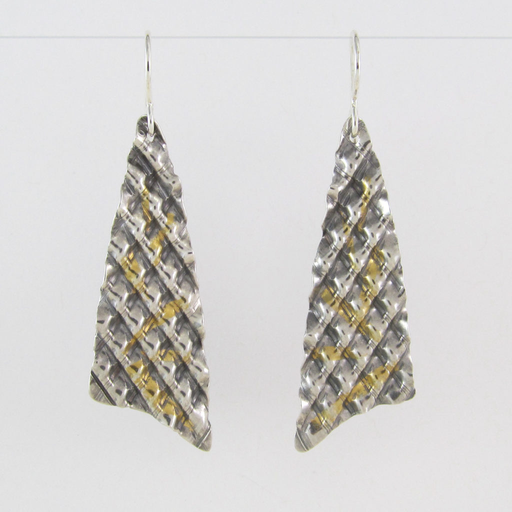 Cross-corrugated Gold-Silver Earrings