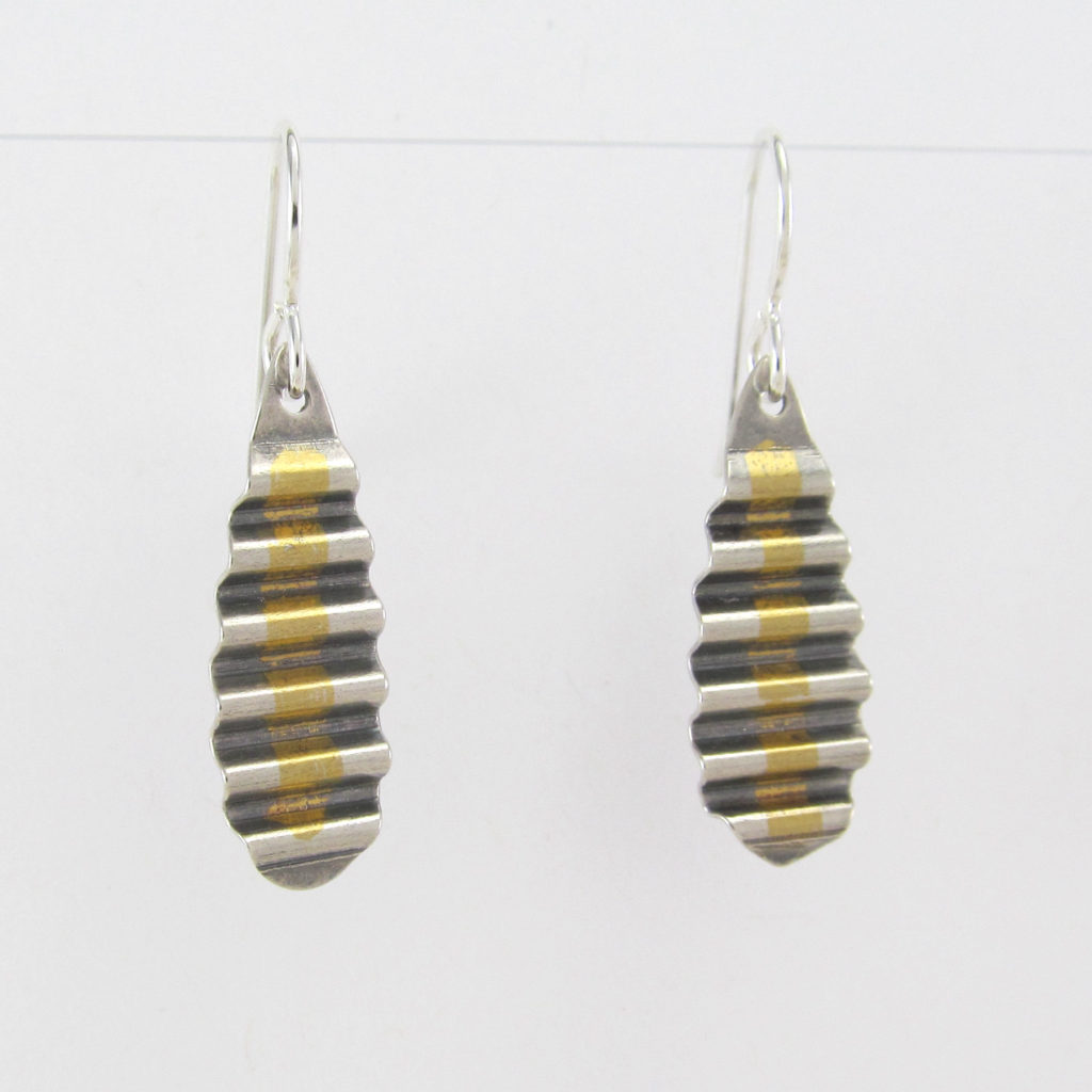 Corrugated Gold-Silver Earrings