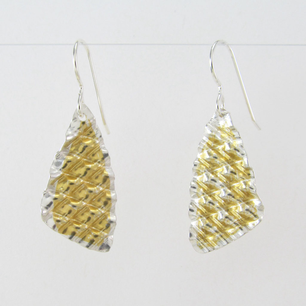 Cross-corrugated Gold-Silver Earrings