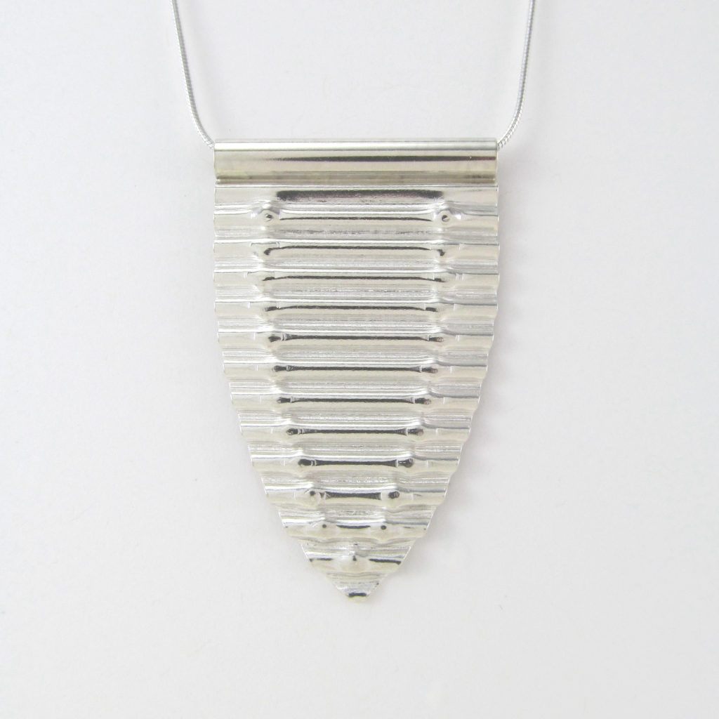 Corrugated Shield Silver Pendant