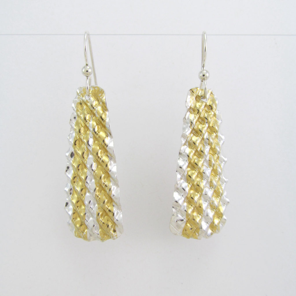 Cross-Corrugated Gold-Silver Earrings